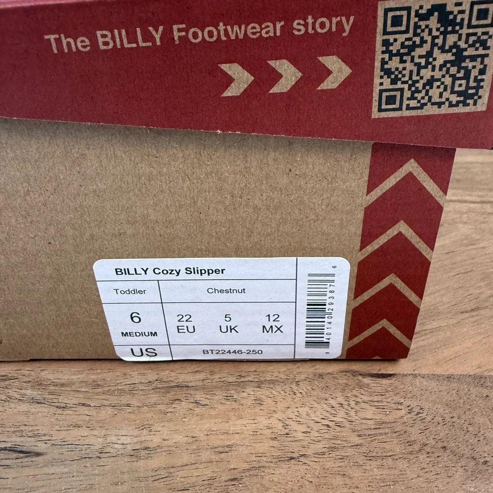 New Little Kids Billy Cozy Chestnut Fur Trim‎ Lined Casual Slippers Size 6 C NIB